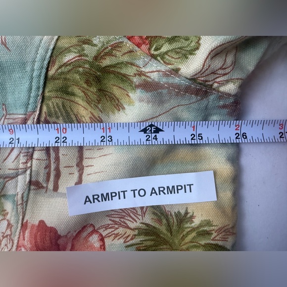 Coldwater Creek Denim Shirt Jacket Button Front Hawaiian Tropical Print L NOTES - Picture 8 of 10